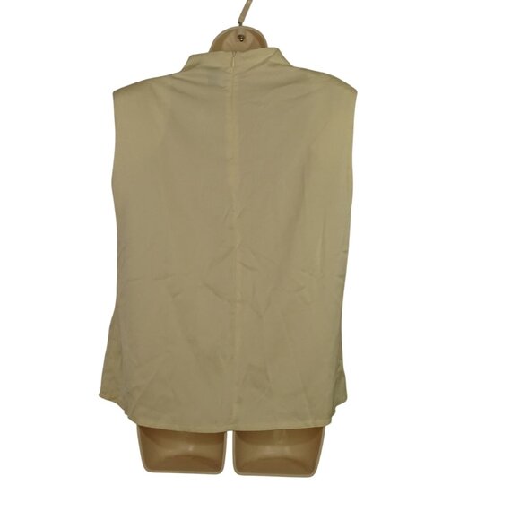 Shein Sleeveless Pleated Mock High Neck Top Women Size L 8 10 Tan Zipper Closure - Picture 3 of 8